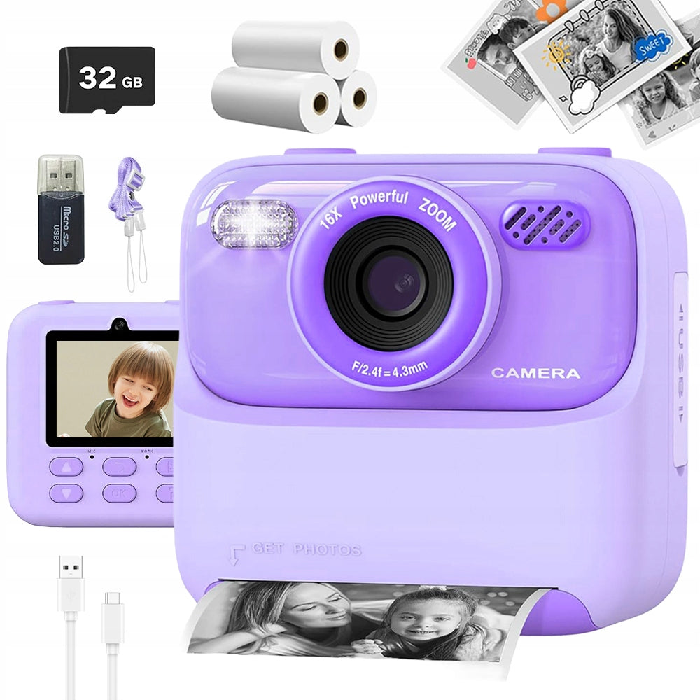 CAMERA PRINTER INSTANT POLAROID FOR CHILDREN WITH FLASH +3 ROLLS
