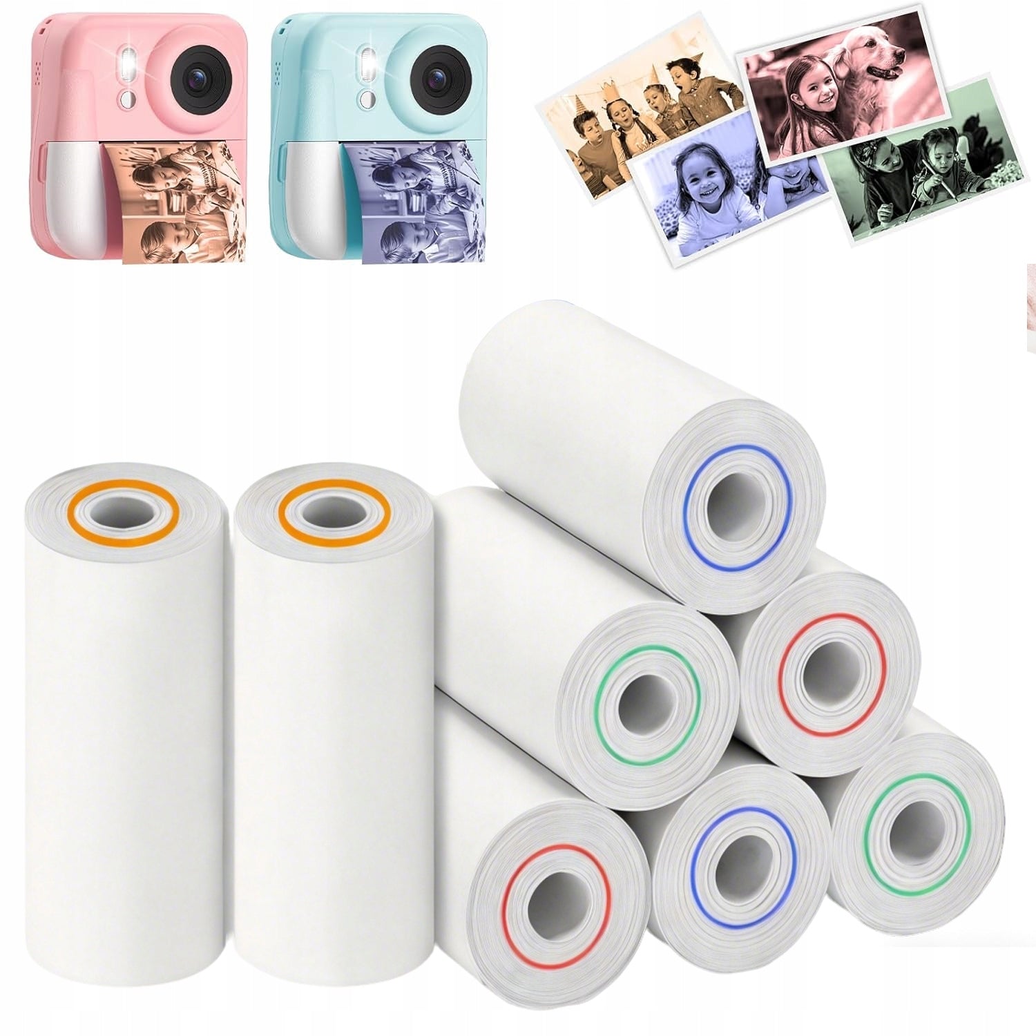 CAMERA ROLLERS MINI PRINTER 8PCS CARTRIDGES THERMAL PAPER