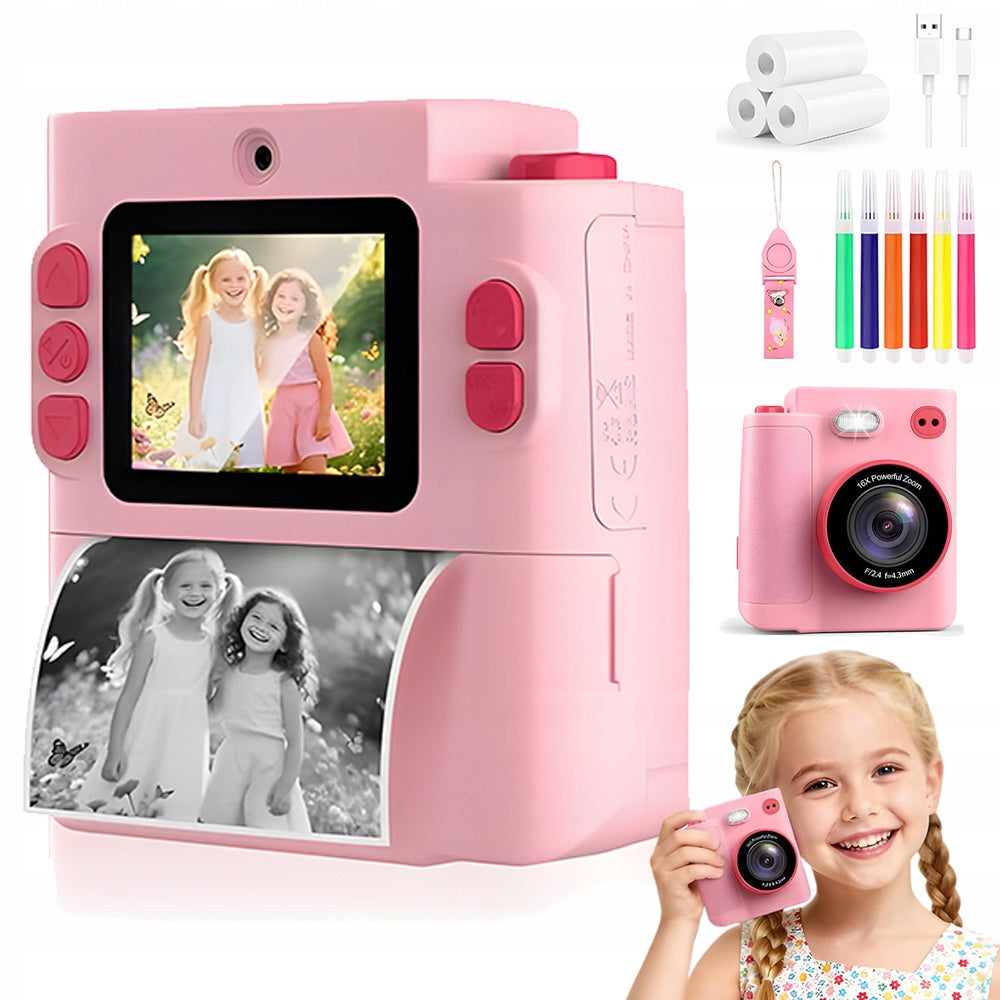 CAMERA WITH THERMAL PRINTER FOR CHILDREN 1080P 32GB PINK