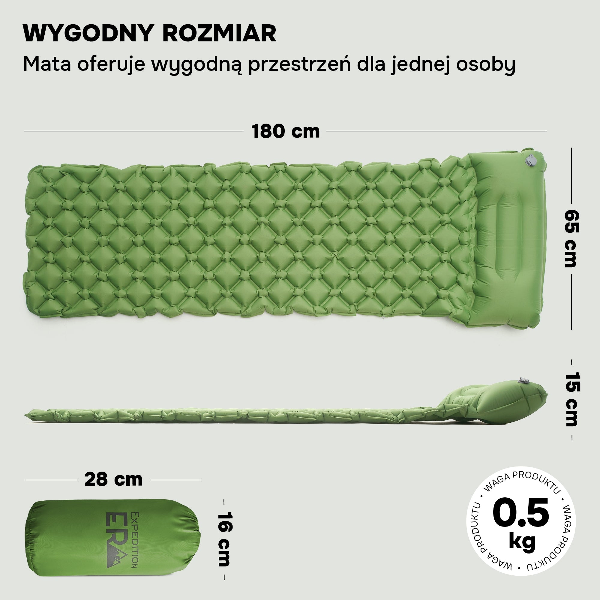 CAMPING MATTRESS ULTRA-LIGHT WITH PILLOW 180X65CM FOR TENT Manufacturer code 850060077128