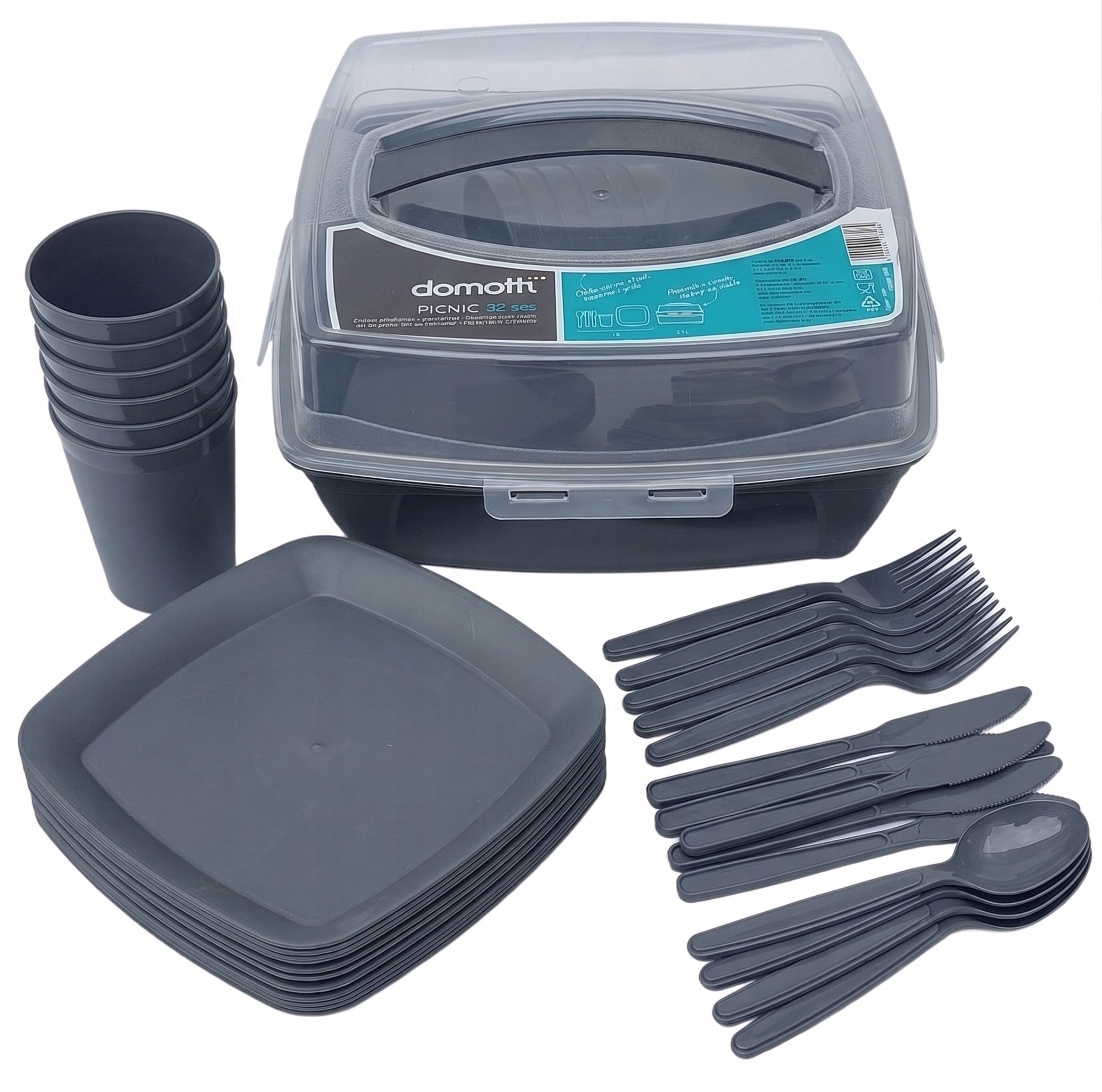 CAMPING Picnic SET DISHES HIKING CUTLERY for 6 people 32el