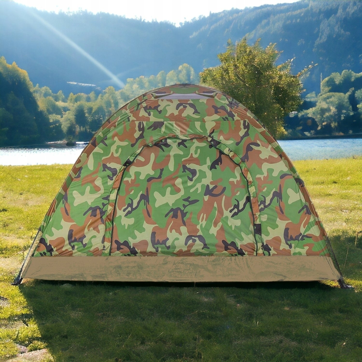 CAMPING TENT 3 PERSON WATERPROOF WITH MOSQUITO NET LARGE CAMO EAN (GTIN) 5904121950686