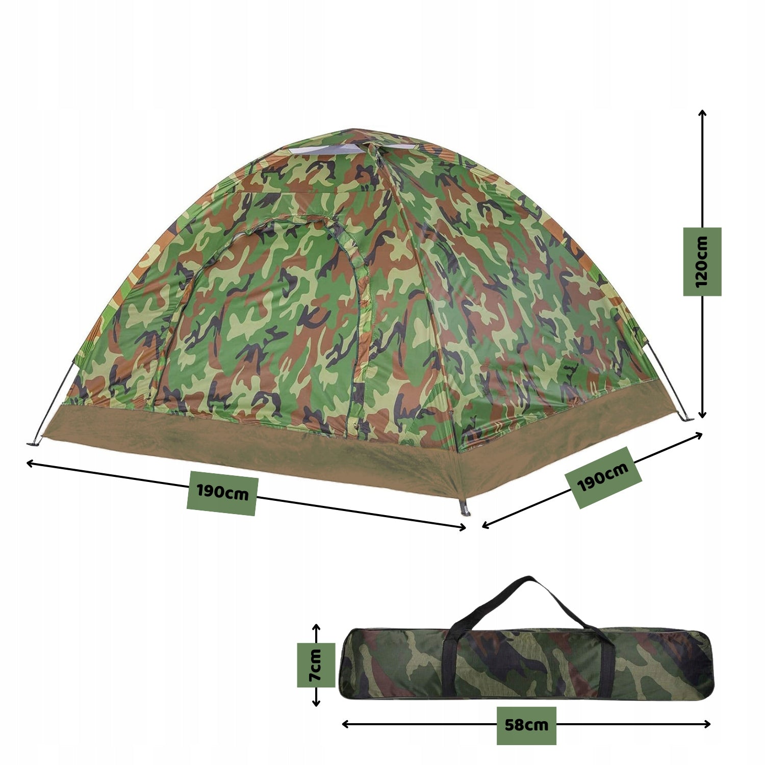 CAMPING TENT 3 PERSON WATERPROOF WITH MOSQUITO NET LARGE CAMO Manufacturer code MBG1816