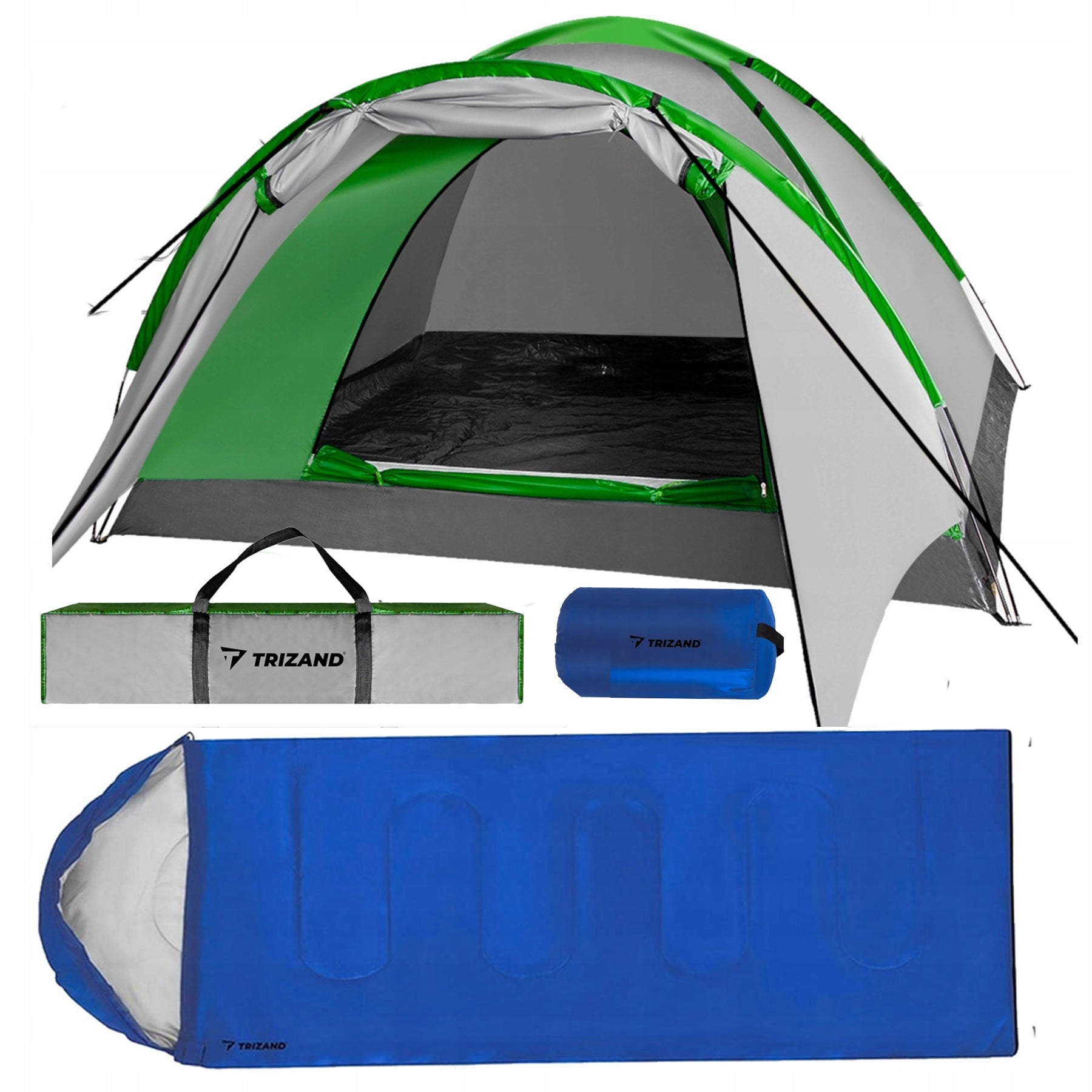 CAMPING TENT FOUR-PERSON 320x200CM + HIKING SLEEPING BAG Color gray