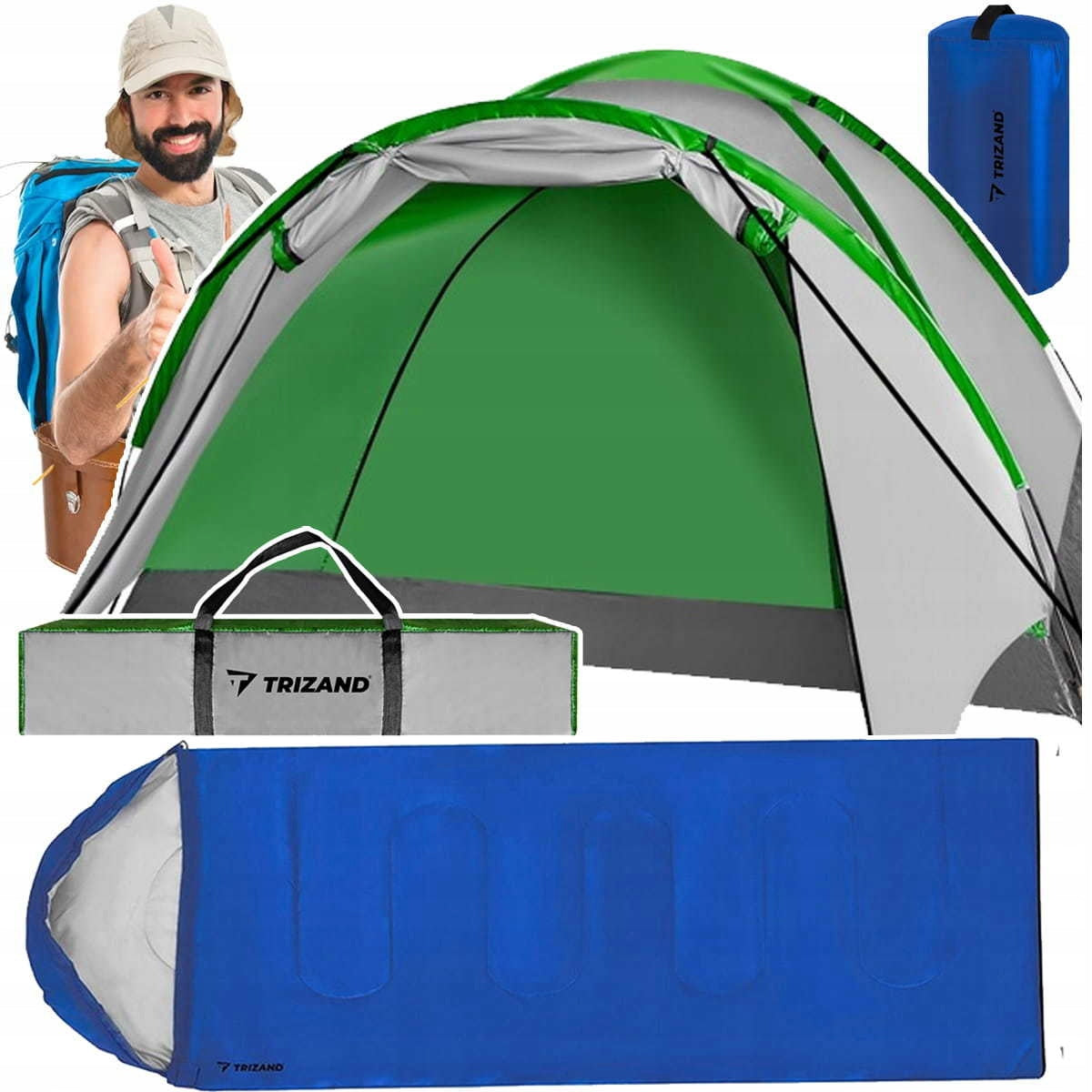 CAMPING TENT FOUR-PERSON 320x200CM + HIKING SLEEPING BAG