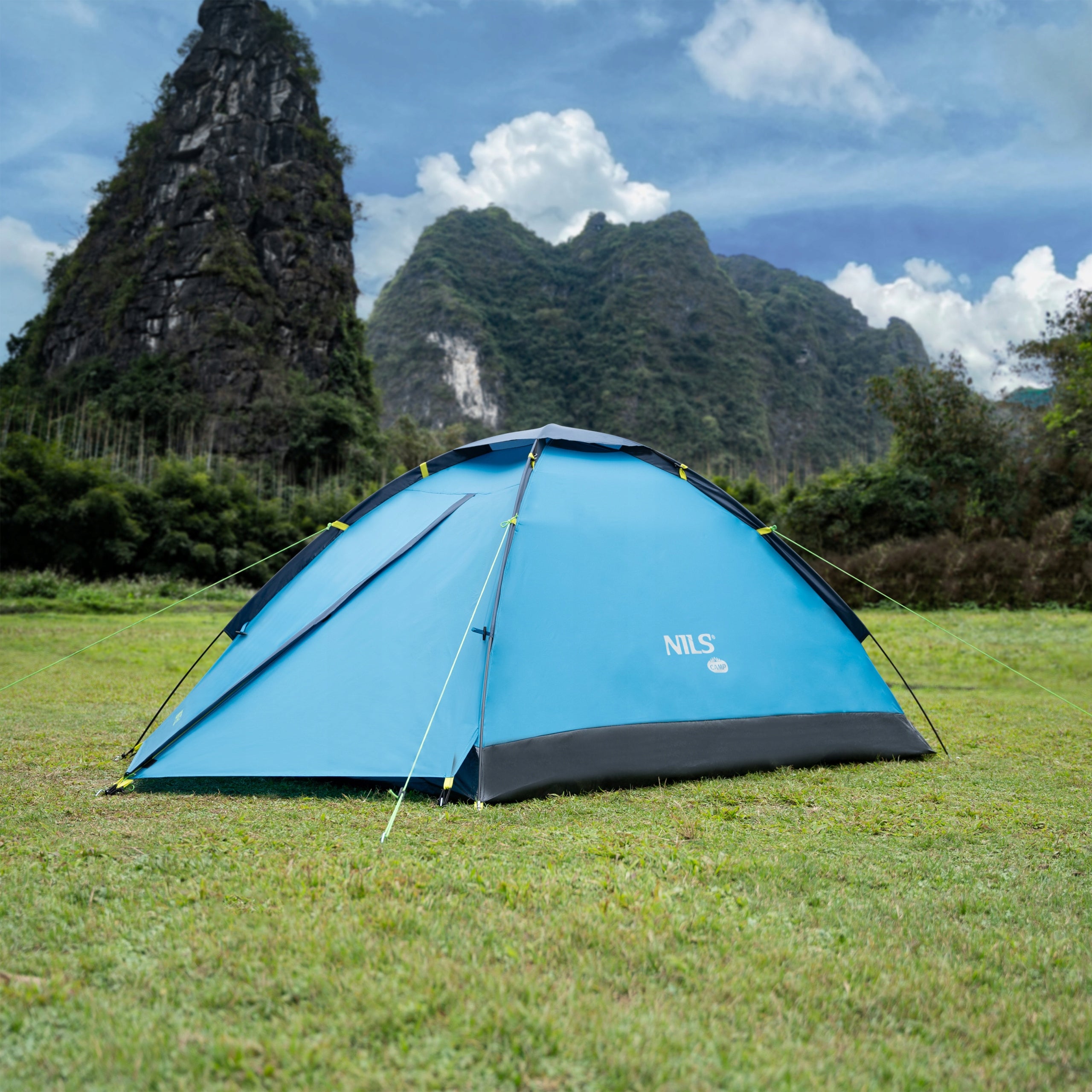 CAMPING TENT NIGHTFALL NILS CAMP WATERPROOF DOUBLE WITH COVER Color blue