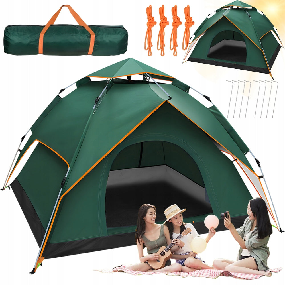 CAMPING TENT SELF-FOLDING 3 4 PERSON OXFORD PU WATERPROOF