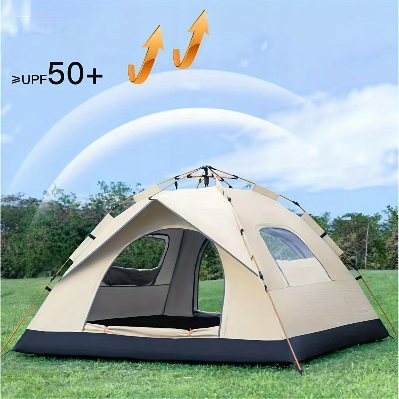 CAMPING TENT SELF-FOLDING TOURIST 2 PERSON BEIGE Brand Perfectlife