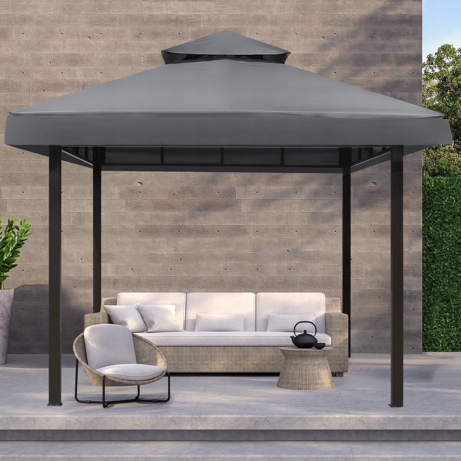 CANOPY FOR GARDEN PAVILION TENT GAZEBO 3x3m Grey Replacement Canopy Width 3 m