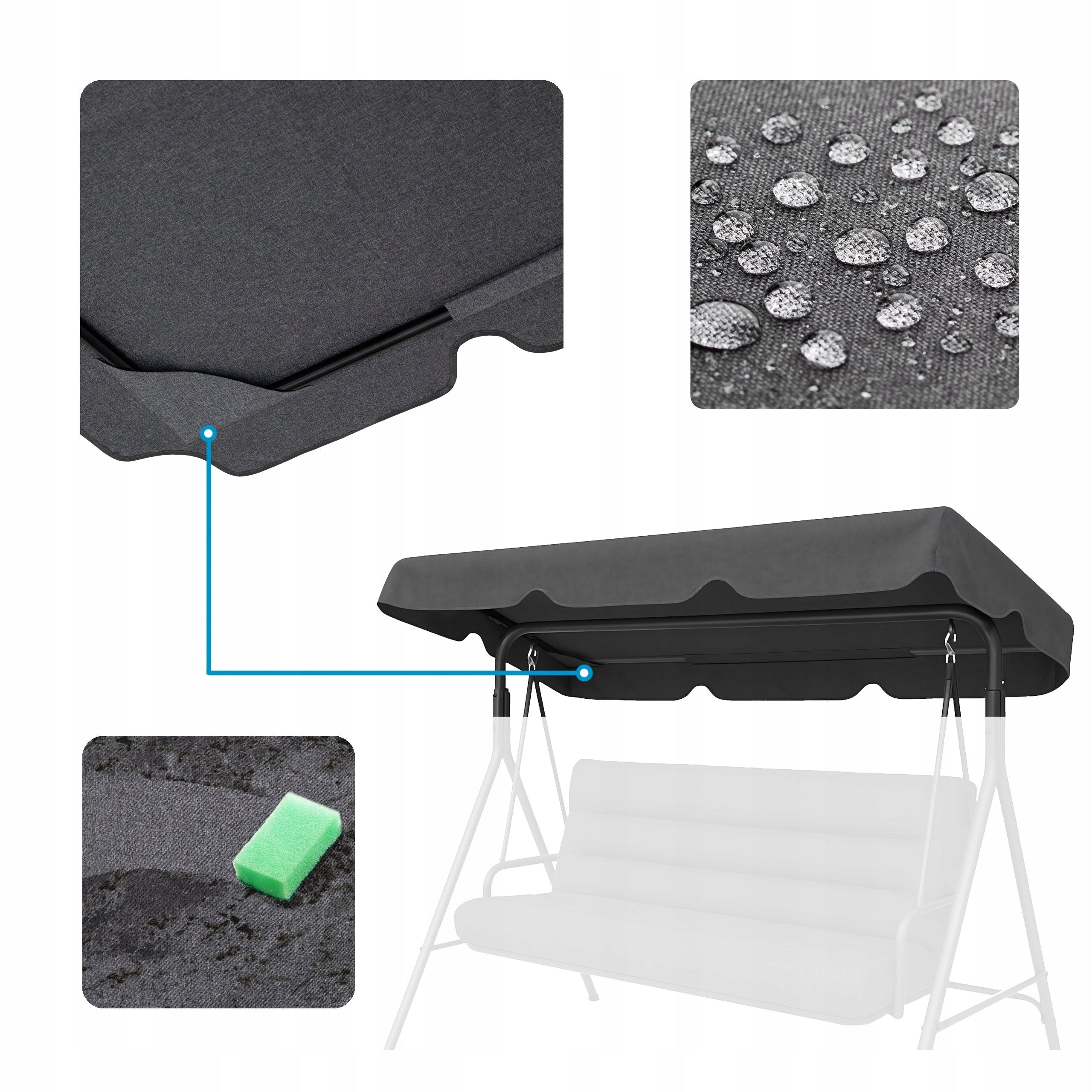 CANOPY FOR GARDEN SWING WATERPROOF - Swing canopy 118x214 cm Kind freestanding