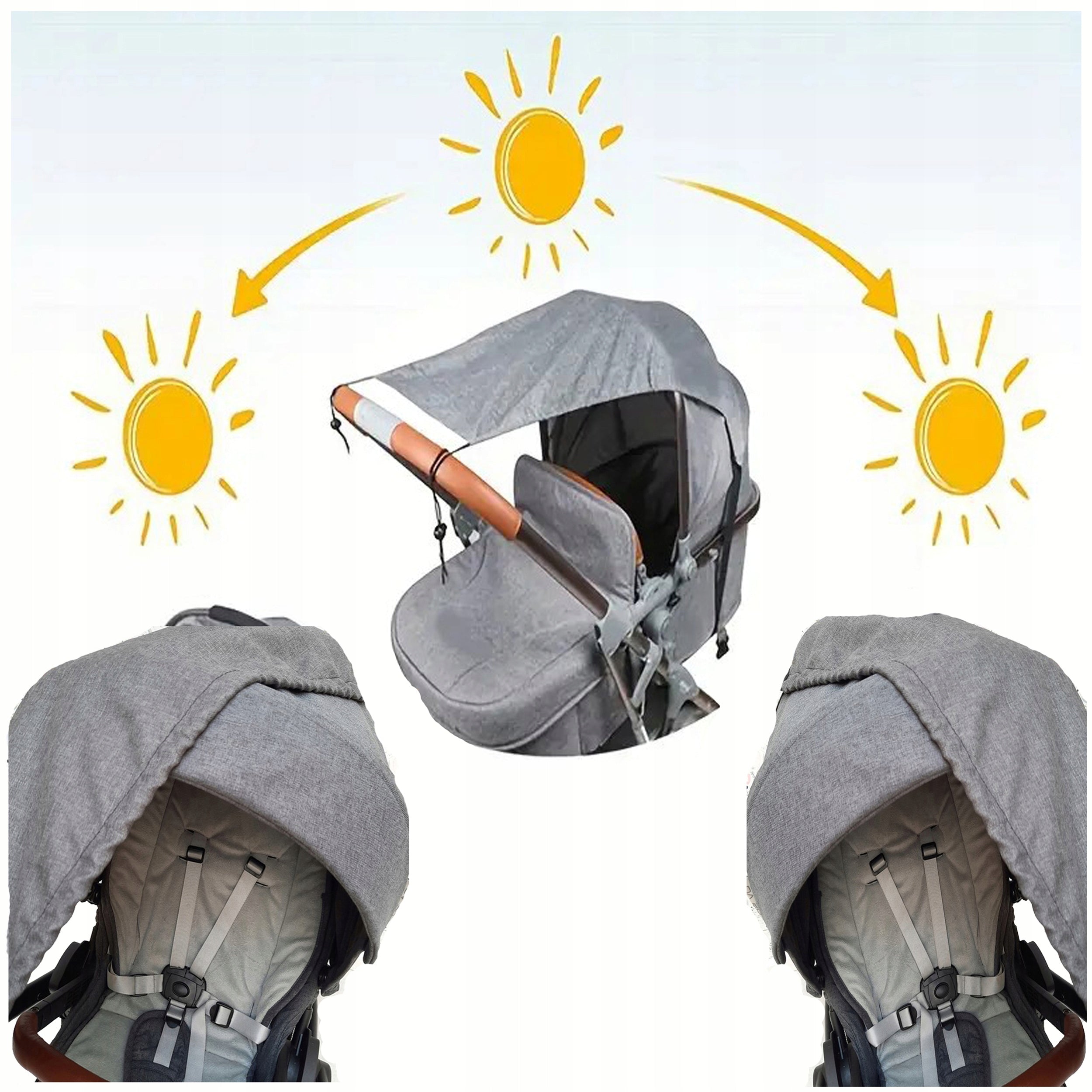 CANOPY for stroller sunscreen UV50 cover booth UNIVERSAL GREY