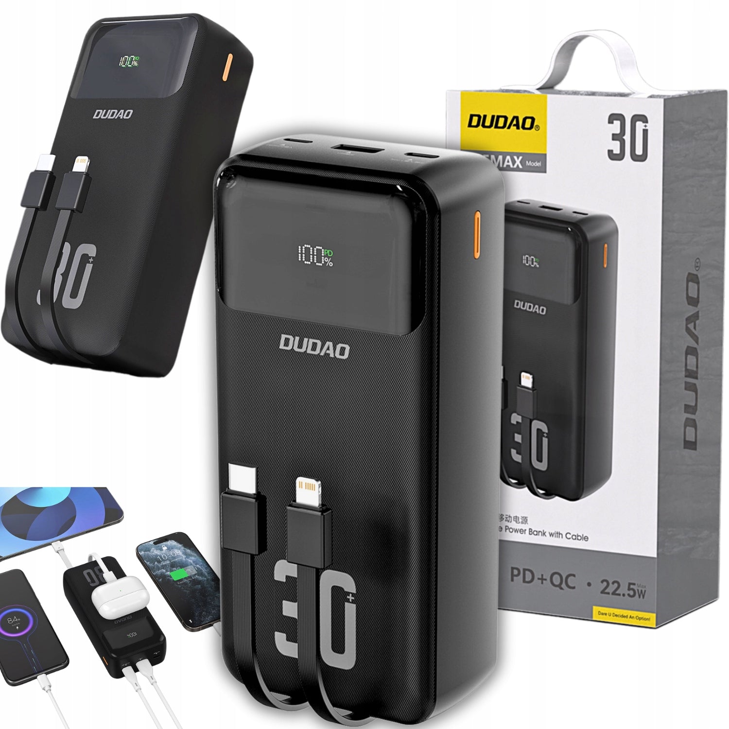 CAPACIOUS POWERBANK 30000mAh FAST CHARGING 22.5W USB-C + CABLE 3A FREEBIE