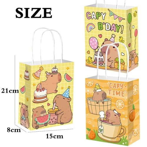 CAPYBARA PAPER BAGS FOR CHILDREN'S BIRTHDAY GIFT 12 PCS for children Manufacturer code Nieoznaczona