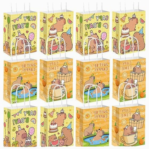 CAPYBARA PAPER BAGS FOR CHILDREN'S BIRTHDAY GIFT 12 PCS for children