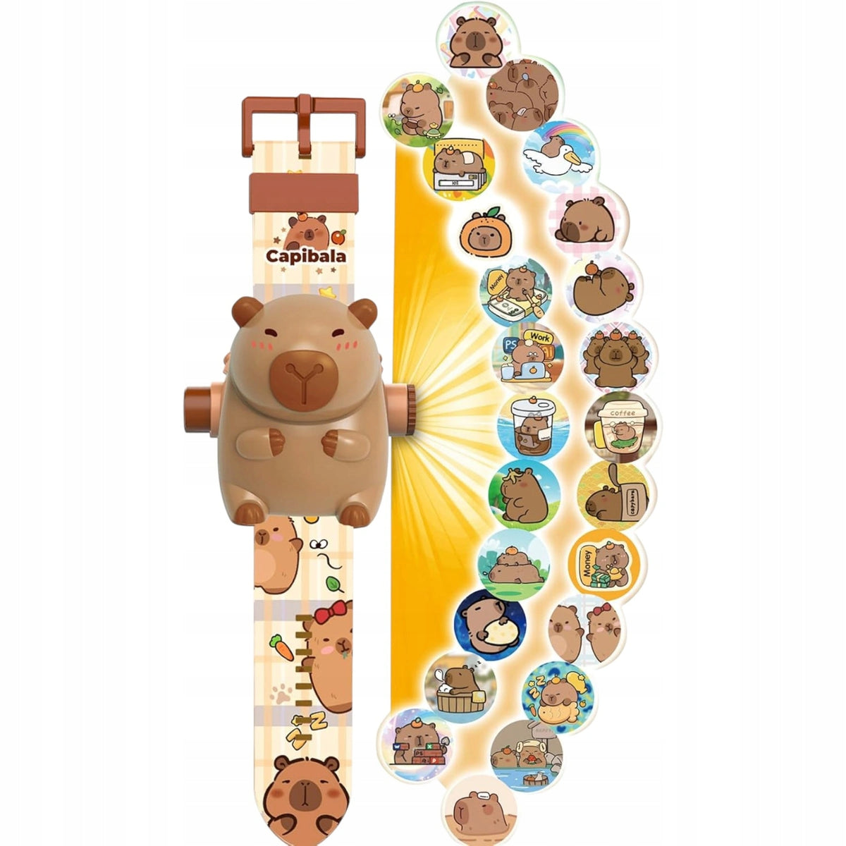 CAPYBARA WATCH WITH 3D PROJECTOR DISPLAYS PICTURES PROJECTOR BEAVER FIGURINE Crystal other