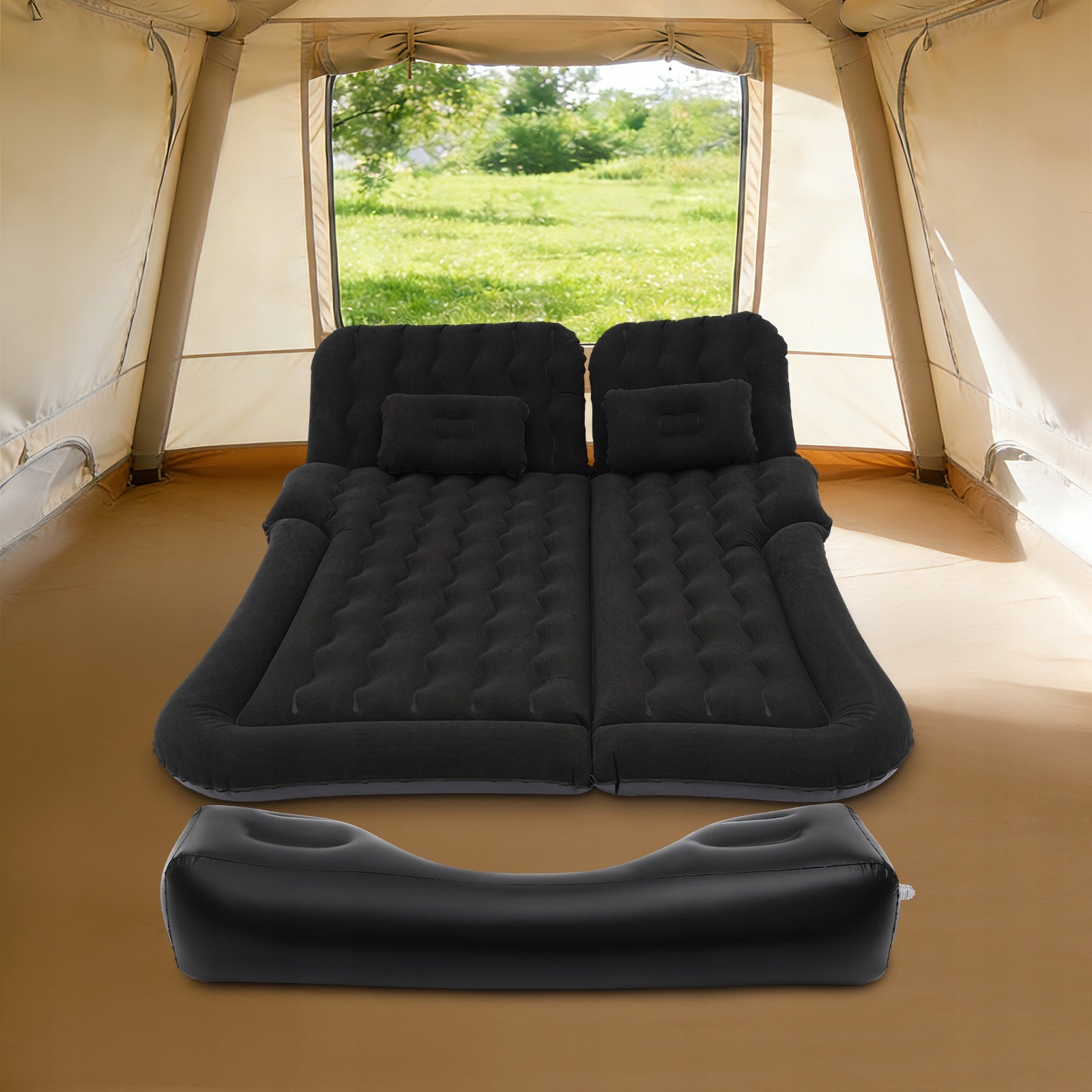 CAR AIR MATTRESS SUV INFLATABLE CAMPING SLEEPING BED BALCK WITH AIR PUMP Packaging status original