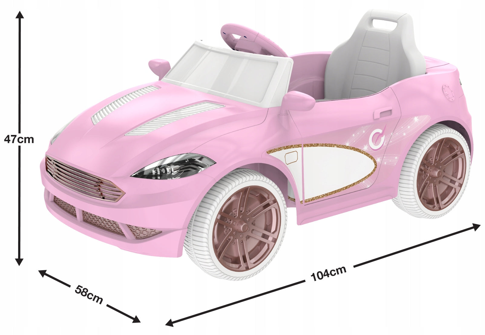 CAR BATTERY CONVERTIBLE CAR FOR CHILDREN PINK LED SOUND Manufacturer code 1660014