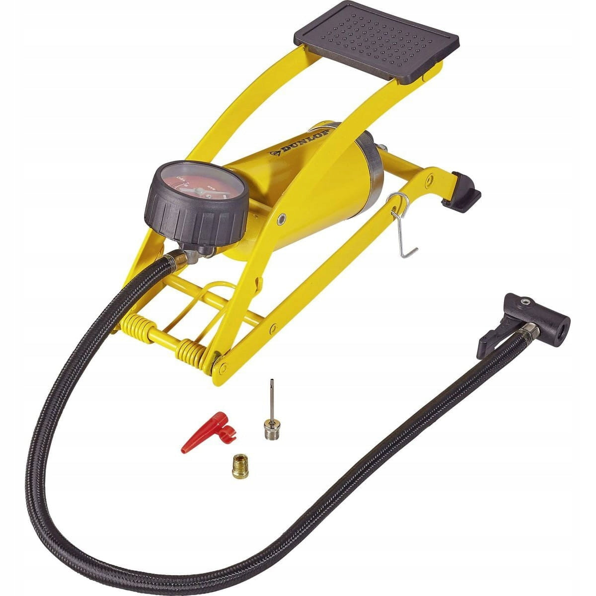 CAR BICYCLE FOOT PUMP DUNLOP PRESSURE GAUGE Color yellow