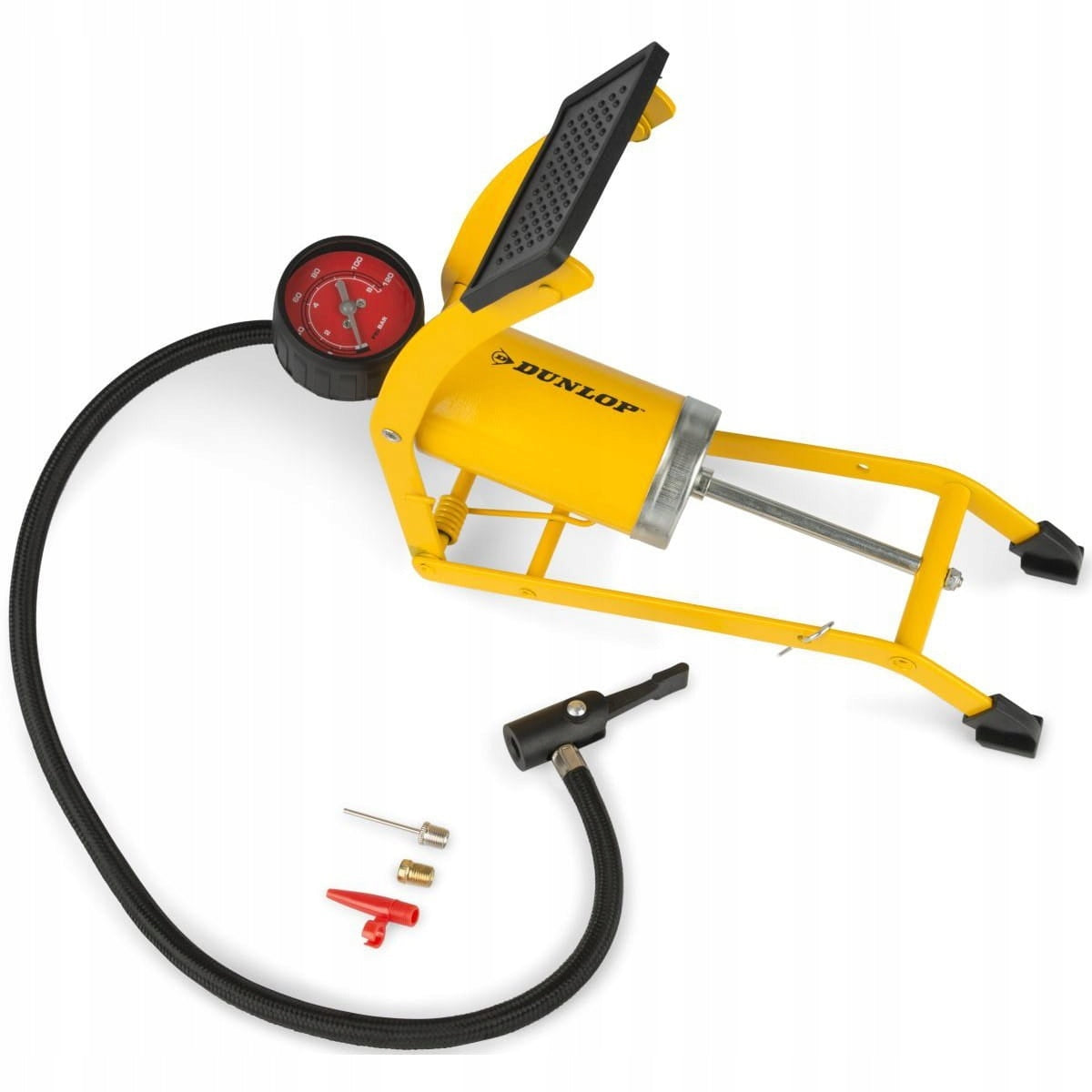 CAR BICYCLE FOOT PUMP DUNLOP PRESSURE GAUGE