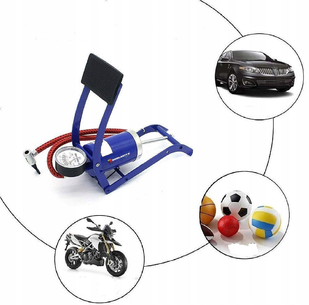 CAR BICYCLE PUMP FOOT PISTON PRESSURE GAUGE FLOOR + TIPS Manufacturer code pompka nożna