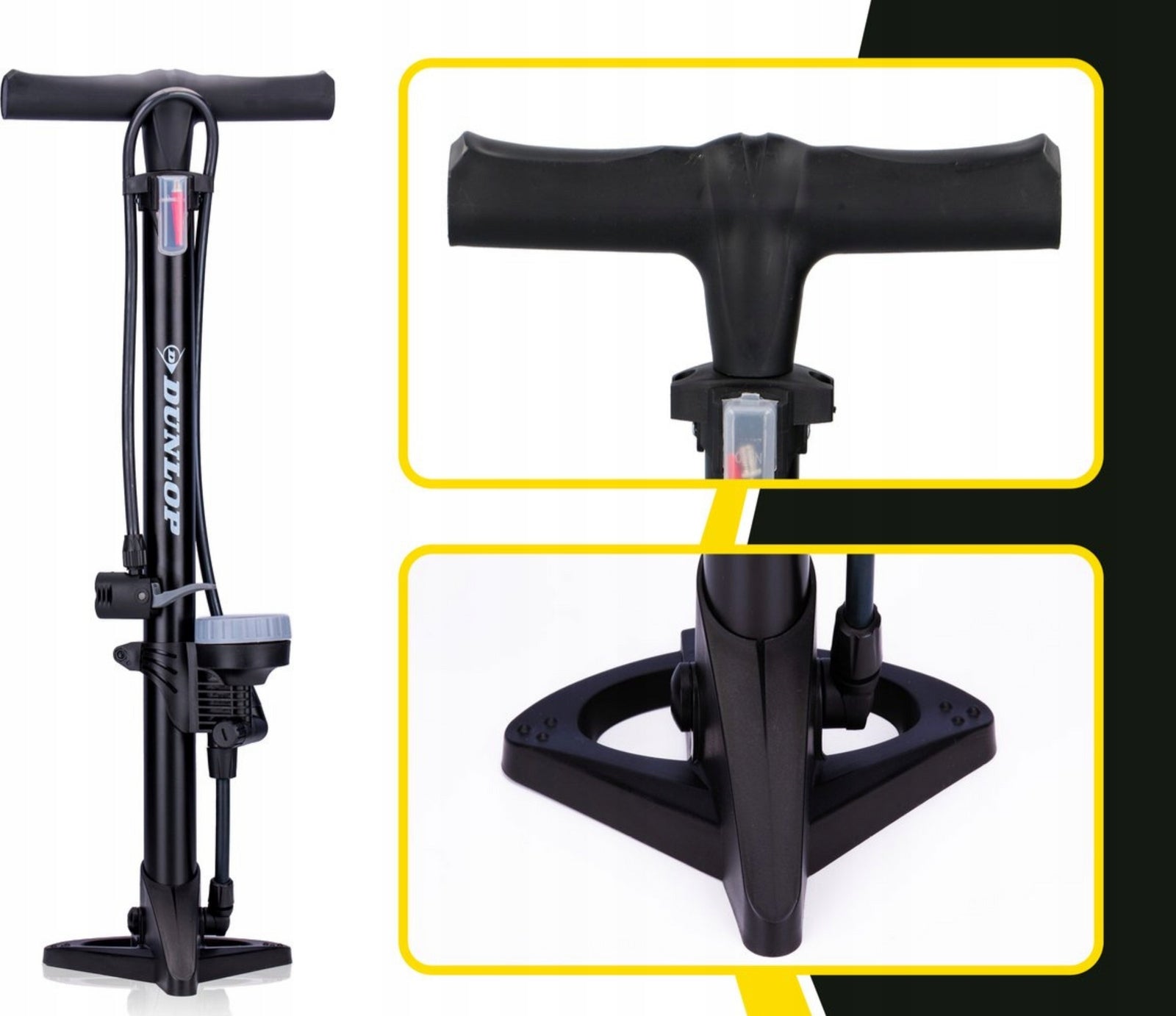 CAR BICYCLE PUMP WITH MANUAL FLOOR PRESSURE GAUGE DUNLOP Manufacturer code POMPKA DO ROWERU Z MANOMETREM STACJONARNA