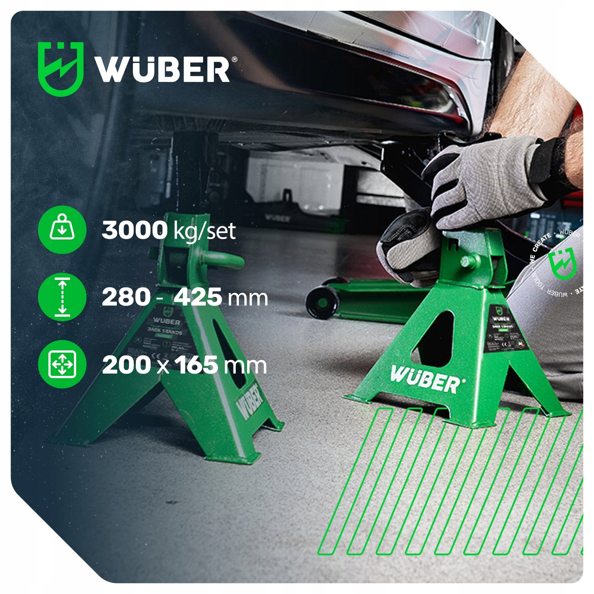 CAR BUNNIES 280-425 WORKSHOP UNDER THE CAR 3T LOCK 2PCS STRONG Brand Wuber