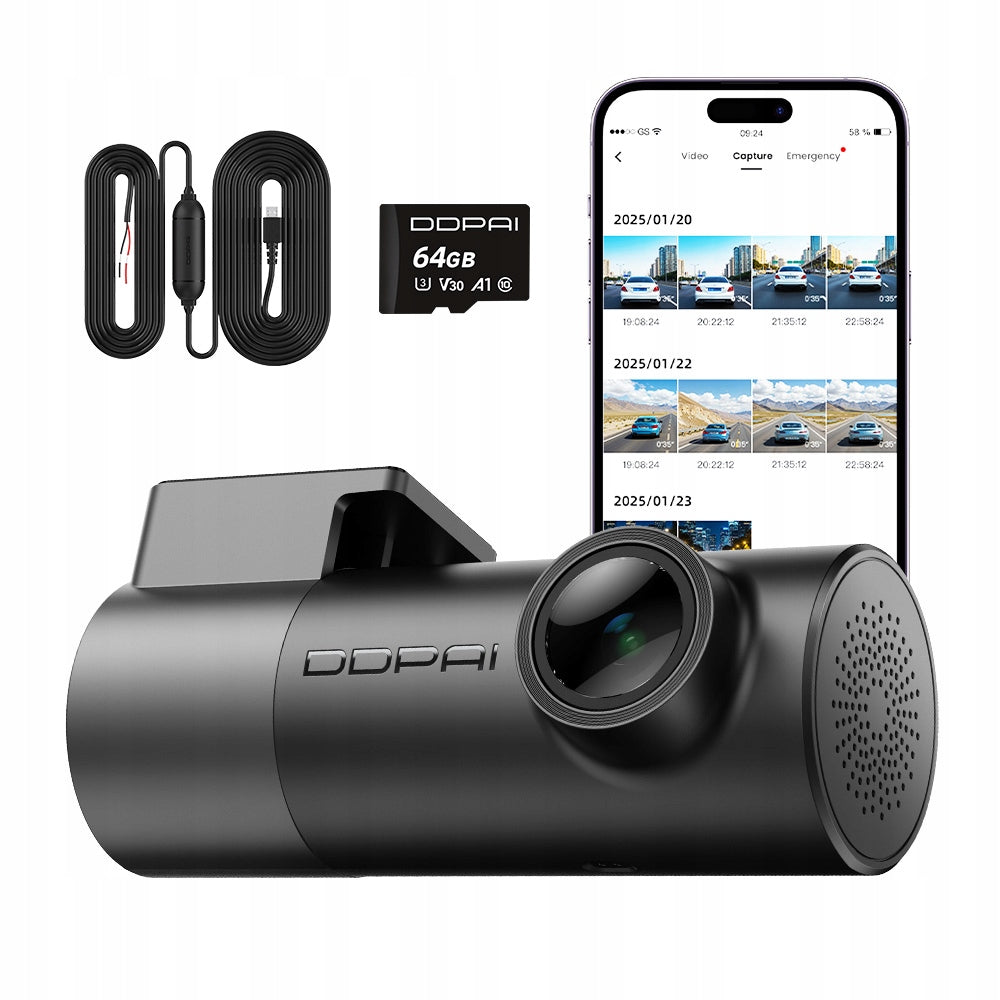 CAR CAMERA DDPAI MINI Pro 2K VIDEO RECORDER + HARDWIRE KIT + 64GB