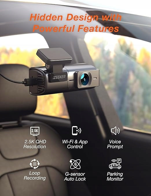 CAR CAMERA DRIVING VIDEO RECORDER 2.5K 1440P WIFI DASHCAM IZEEKER Packaging status original