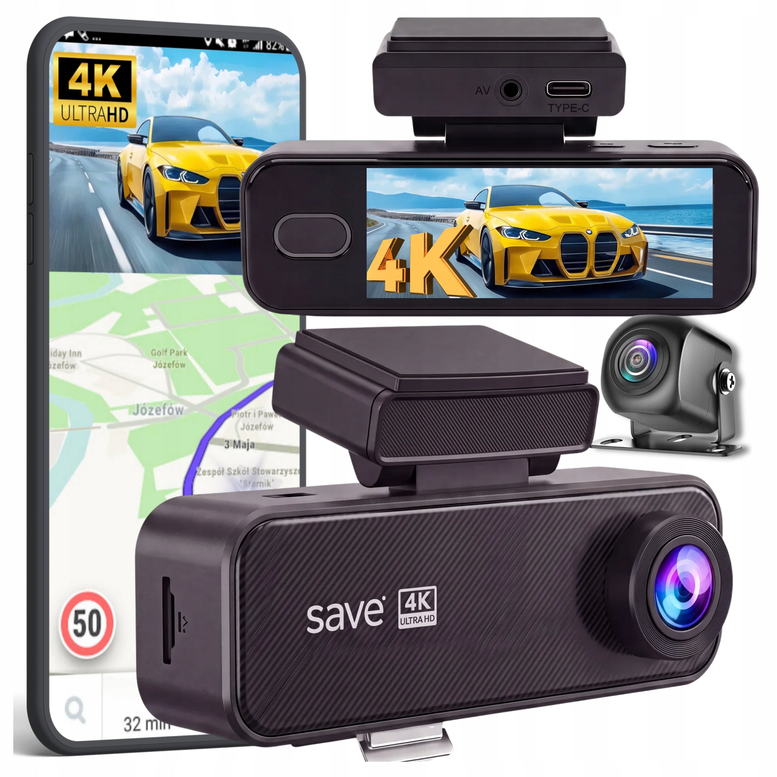 CAR CAMERA VIDEO RECORDER 4K GPS WIFI REVERSING CAMERA MENU PL
