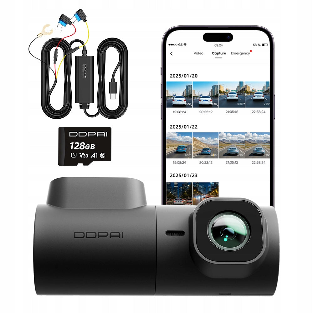 CAR CAMERA VIDEO RECORDER DDPAI MINI2X 2K QHD 128GB+ HARDWIRE KIT