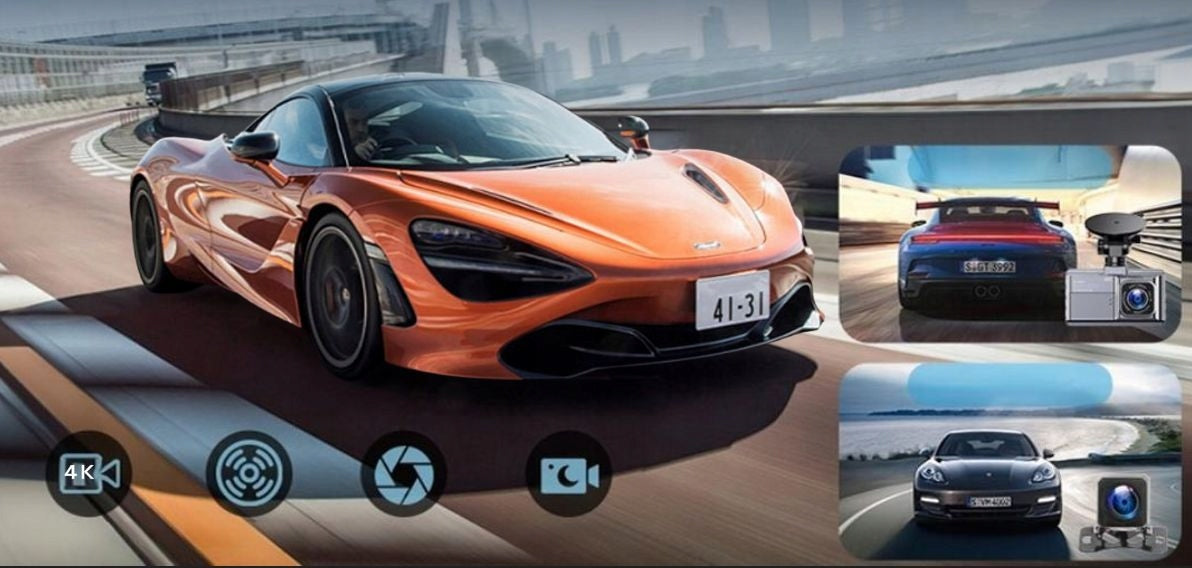 CAR CAMERA VIDEO RECORDER + REVERSING CAMERA 4K WIFI WDR 64GB QR Packaging status original