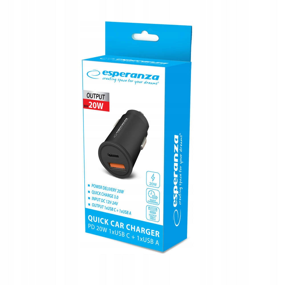 CAR CHARGER 20W USB-C FAST Color black