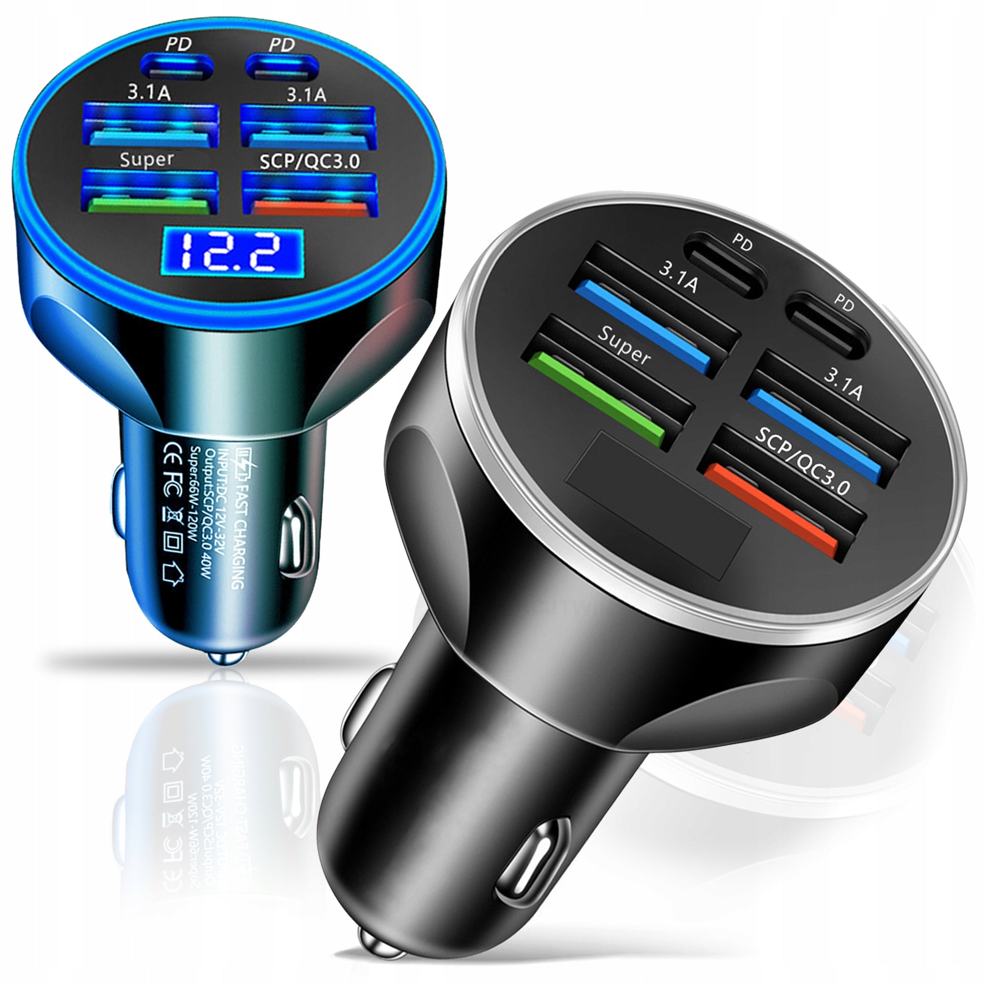 CAR CHARGER FOR CAR 6X USB USB-C QC 3.0 PD FAST FOR CIGARETTE LIGHTER