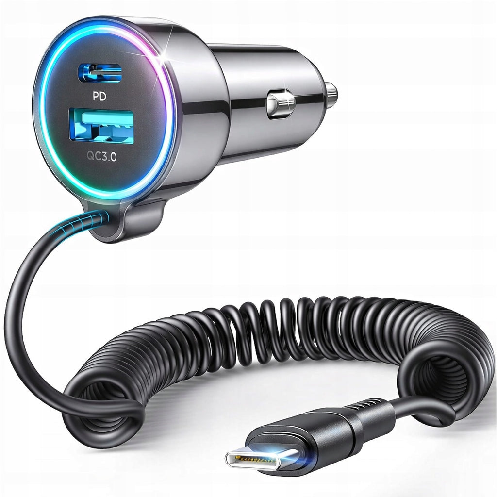 CAR CHARGER USB-C FAST 72W WITH USB-C CABLE 1,6m BACKLIT Manufacturer code JR-CL0772W