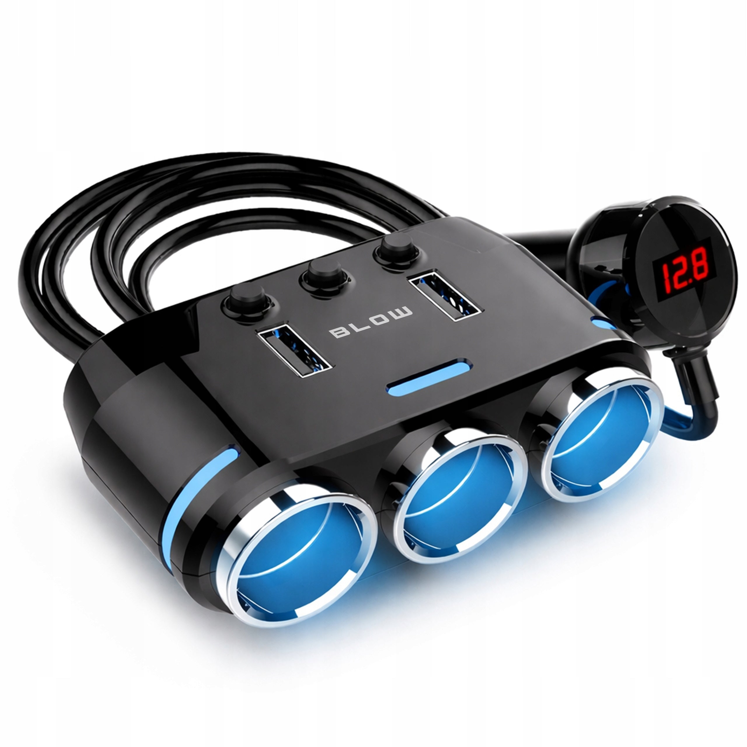 CAR CIGARETTE LIGHTER SPLITTER WITH USB SOCKETS 12V 24V 100W