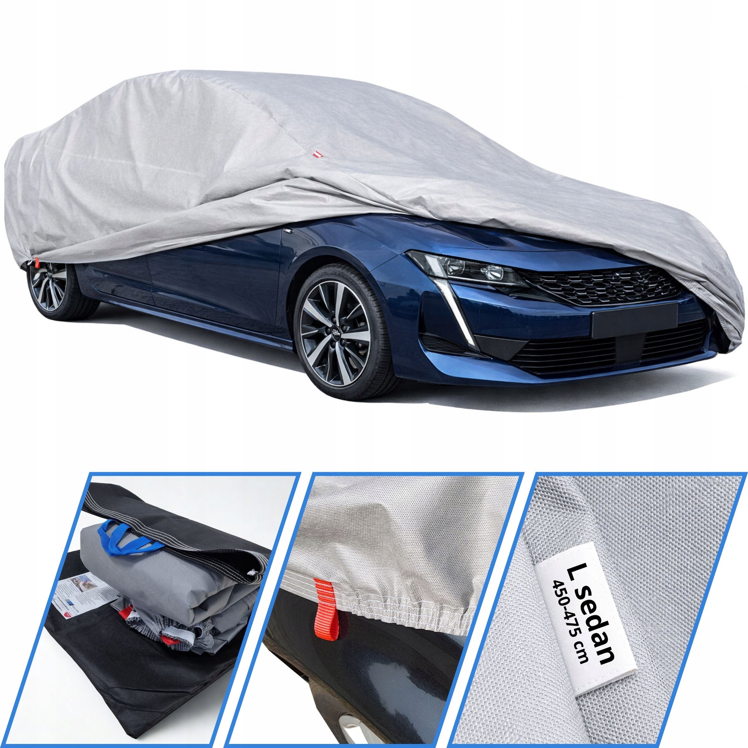 CAR COVER Tarpaulin r. L sedan 450-475cm 3 layers PRACTIC