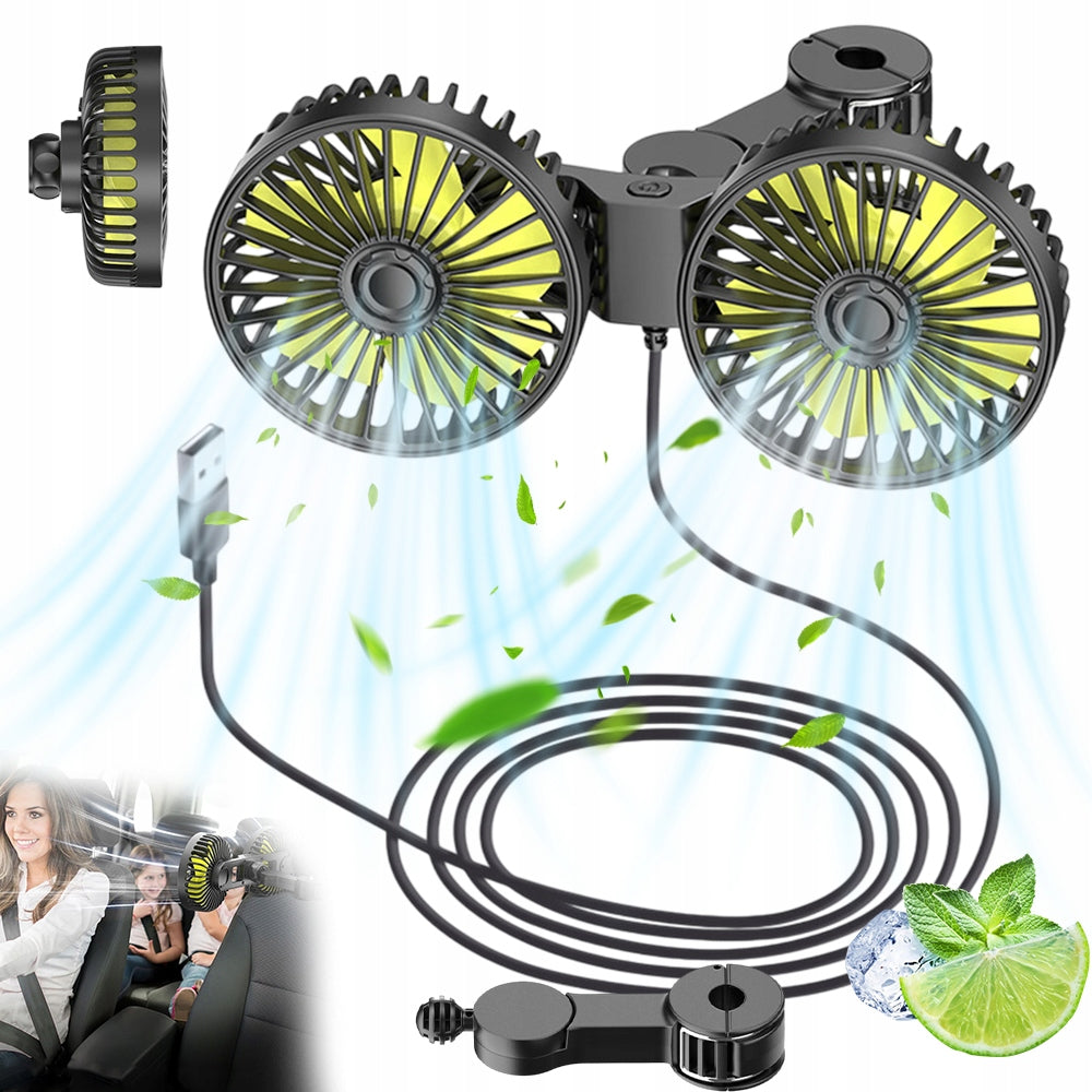 CAR FAN DOUBLE FAN FOR REAR HEADREST 3 SPEEDS