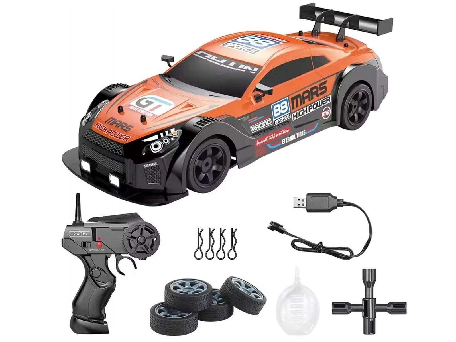 CAR FOR DRIFTING ON REMOTE CONTROL LARGE CAR REMOTE CONTROLLED RC DRIFT LED SMOKE 1:16 Kind driving
