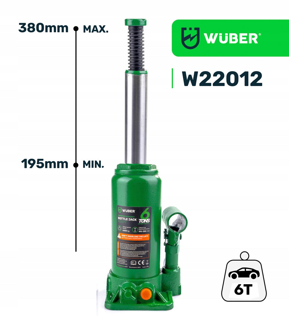 CAR LIFT 195-380 MM POST HYDRAULIC JACK VALVE 6 TONS Brand Wuber