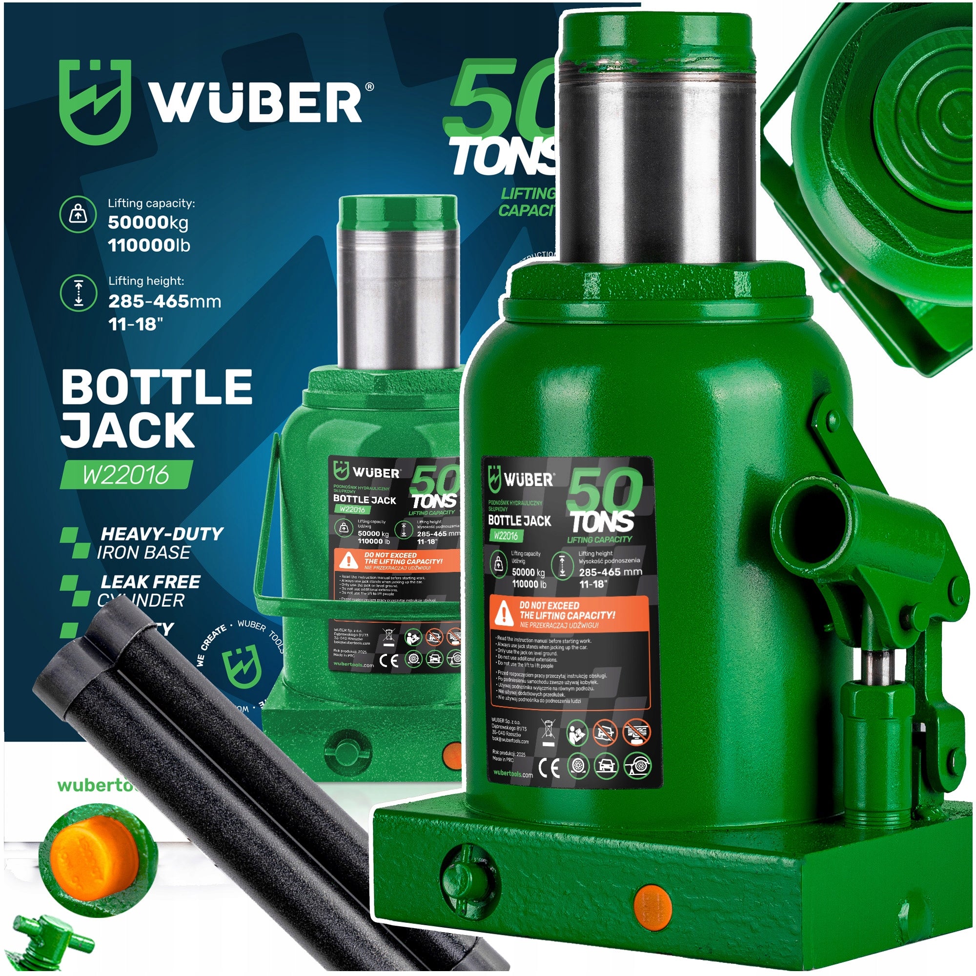 CAR LIFT 285-465 MM POST HYDRAULIC JACK VALVE 50 TONS