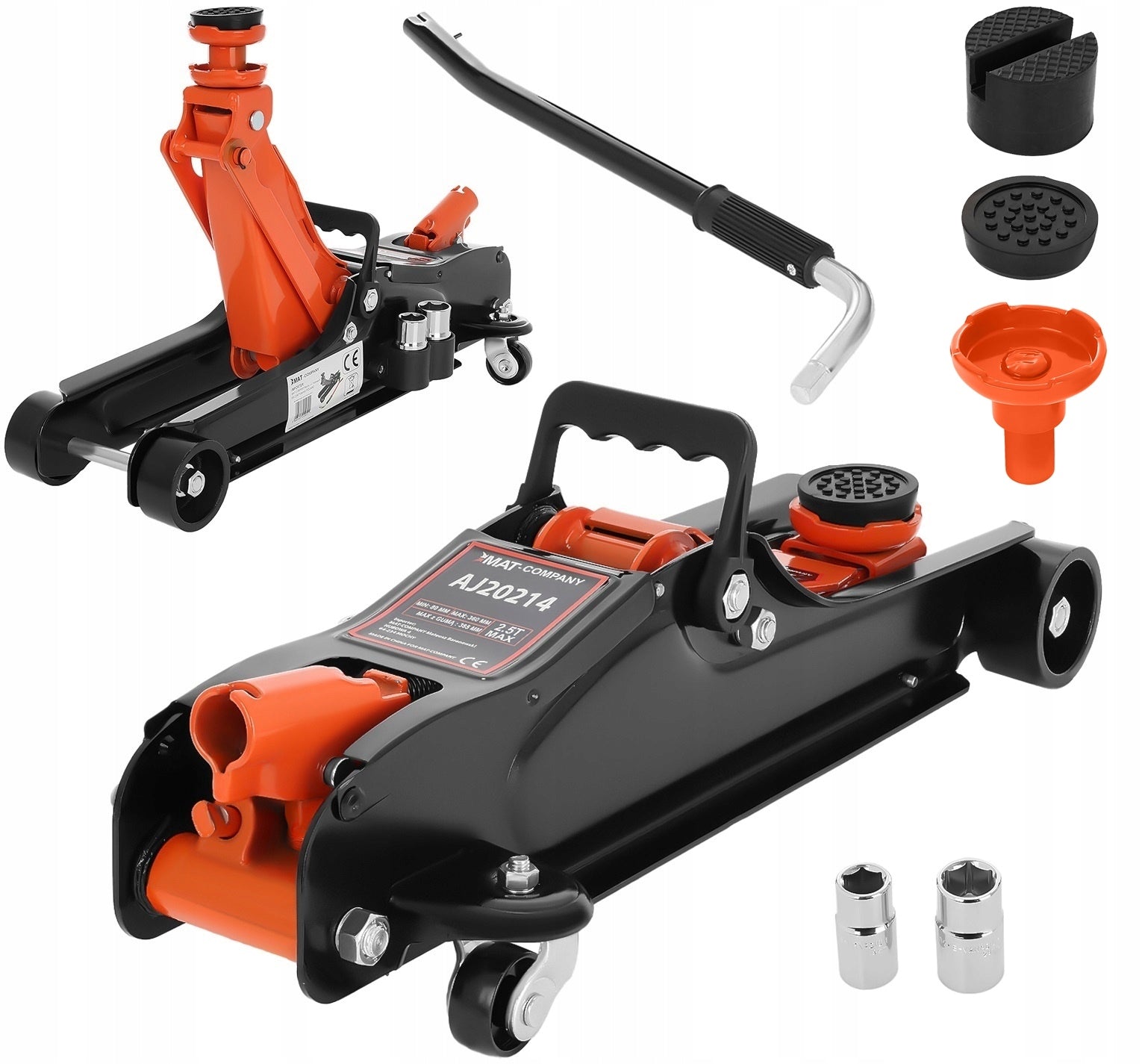 CAR LIFT HYDRAULIC JACK FROG 2,5T + RUBBER + CAPS