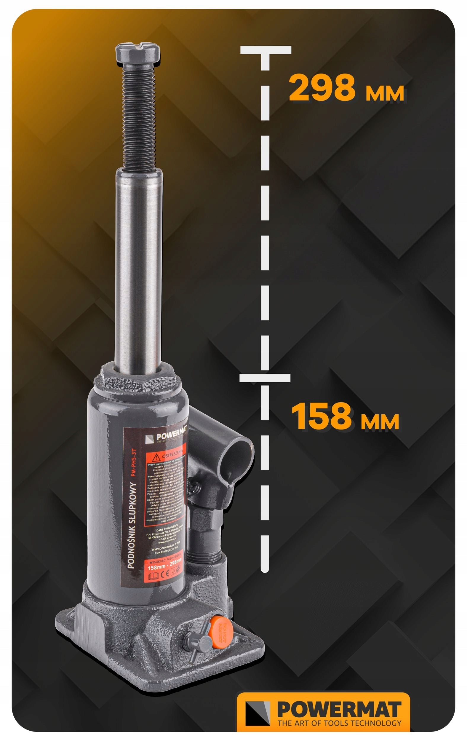 CAR LIFT HYDRAULIC POST BOTTLE VALVE JACK 3 TONS Manufacturer code PM-PHS-3T