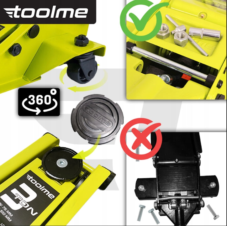 CAR LIFT LEVER FROG LOW PROFILE 3T toolme 75-510 KB Maximum lifting height 510 mm