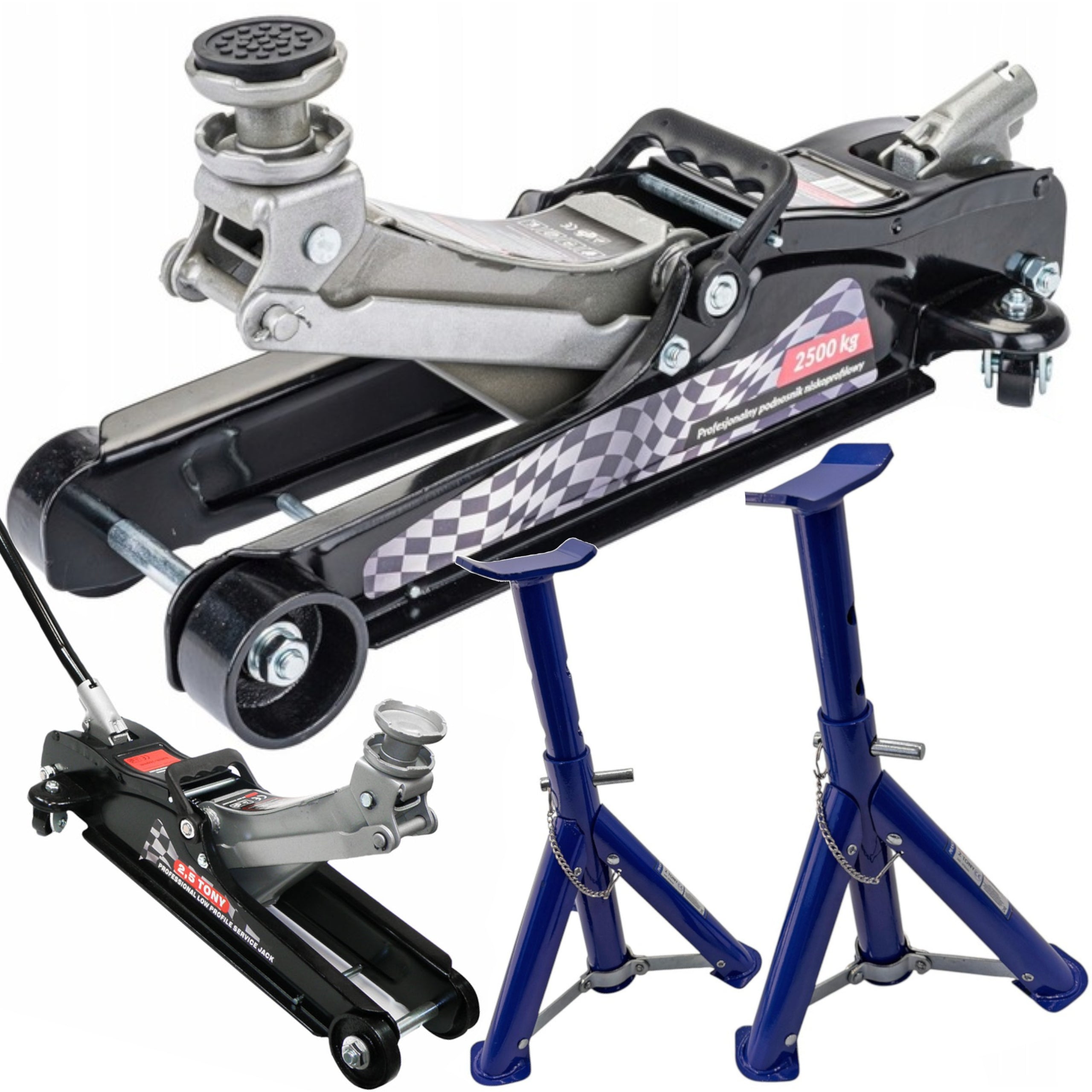 CAR LIFT LOW PROFILE FROG JACK 2,5T + 2X SUPPORT MARE