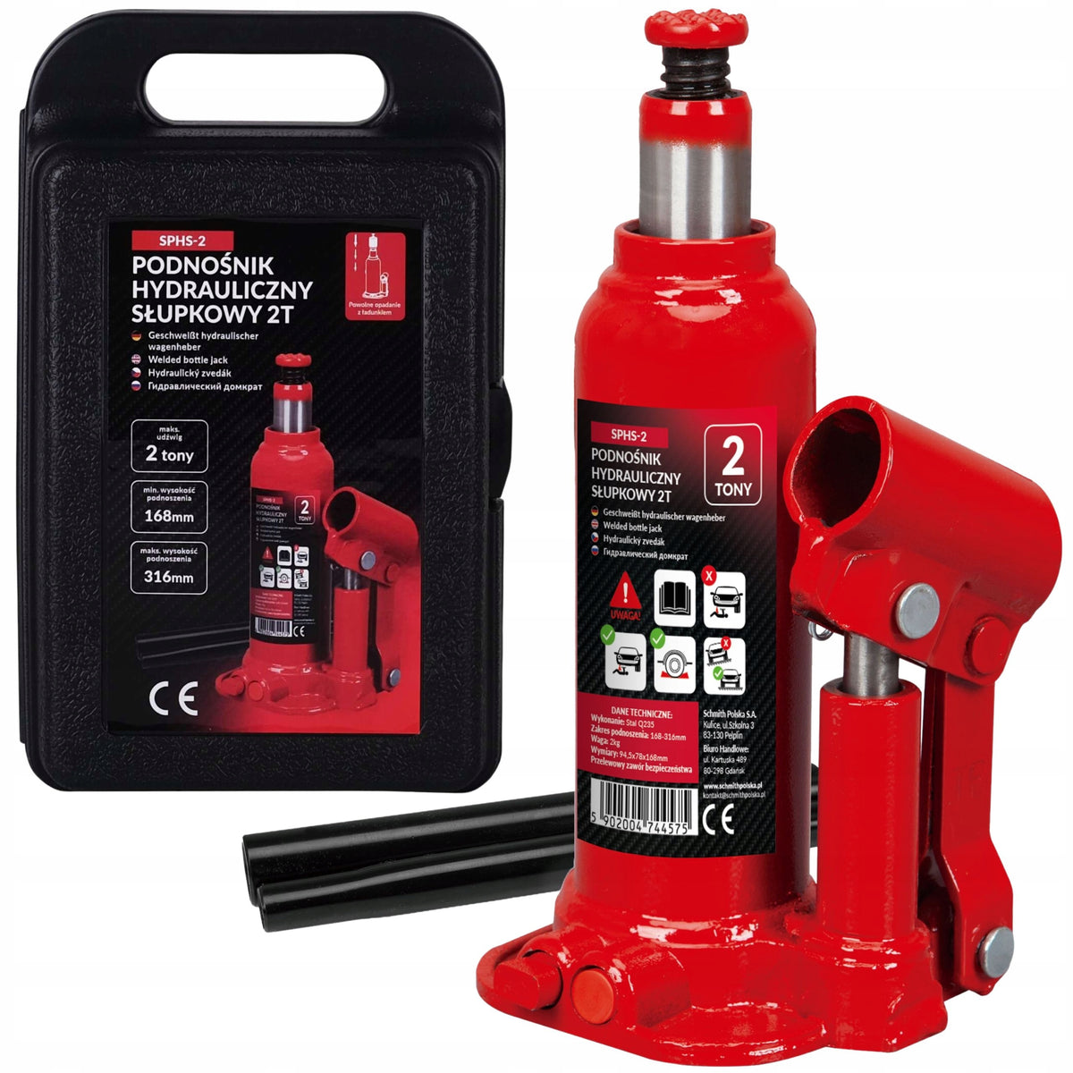 CAR LIFT POST HYDRAULIC BOTTLE JACK 2T SCHMITH