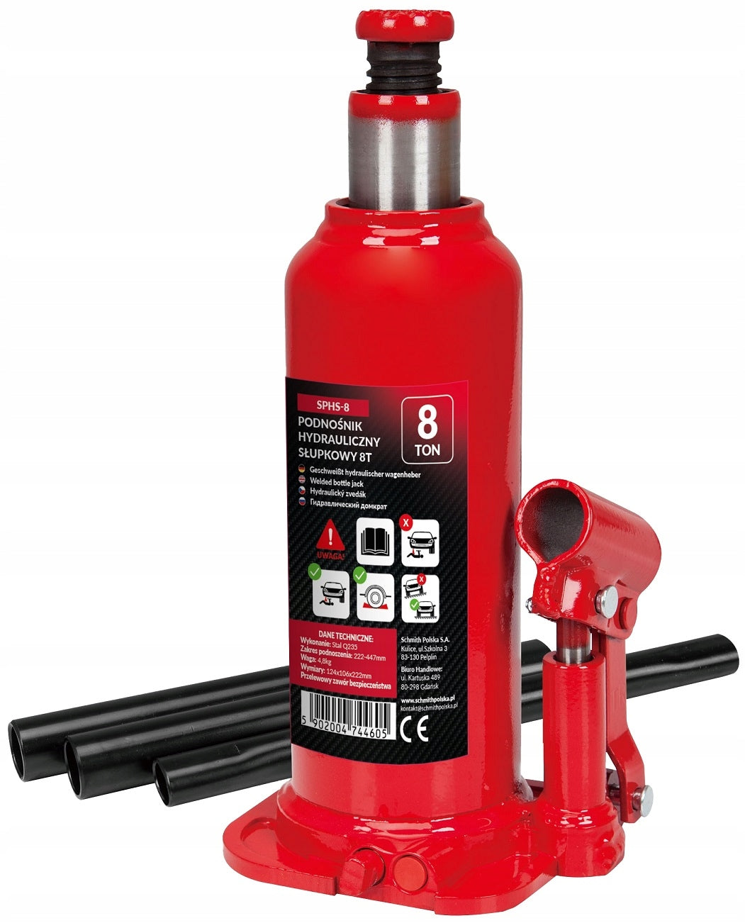 CAR LIFT POST HYDRAULIC BOTTLE JACK 8T SCHMITH