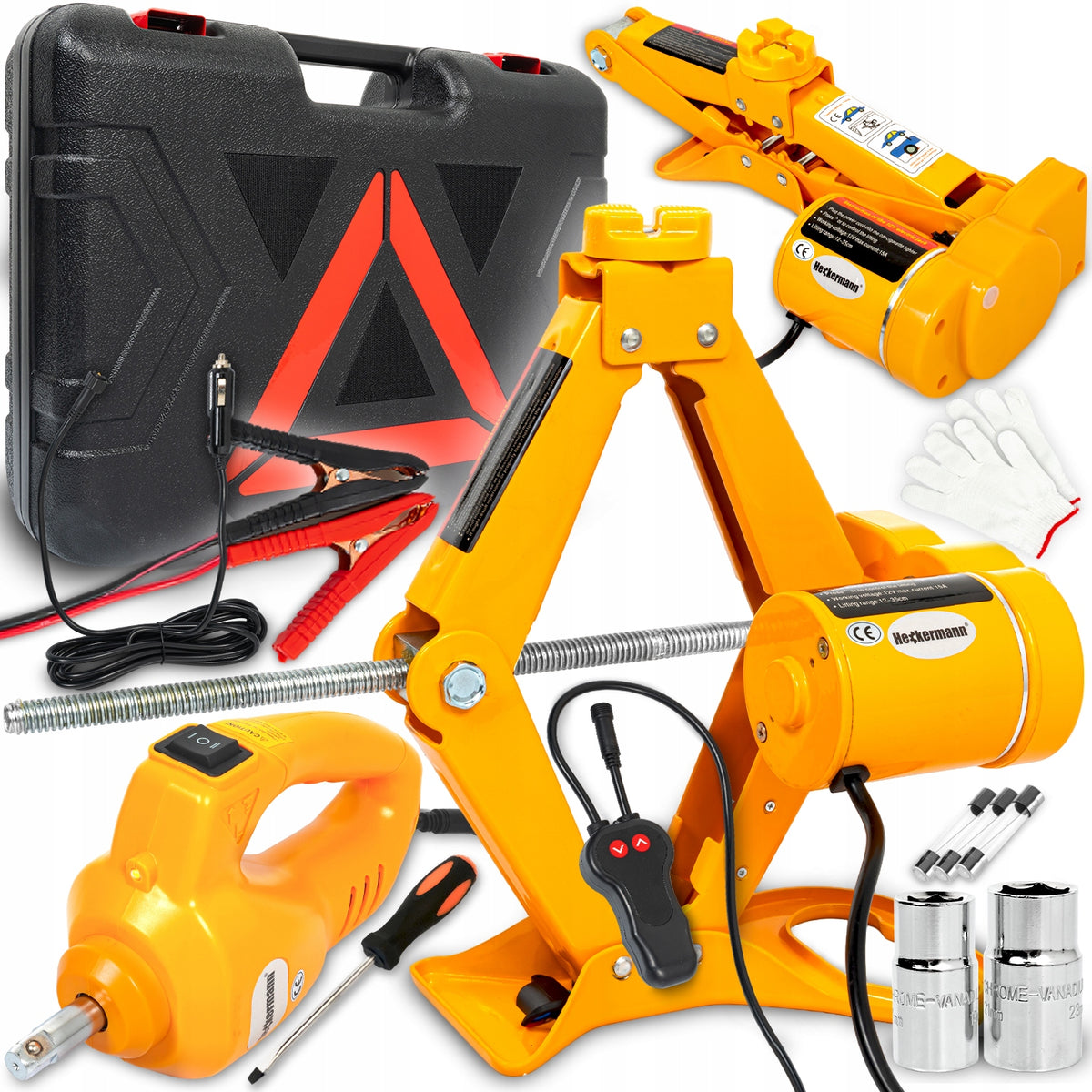 CAR LIFT TRAPEZOIDAL HYDRAULIC JACK 12V 2T + WHEEL WRENCH