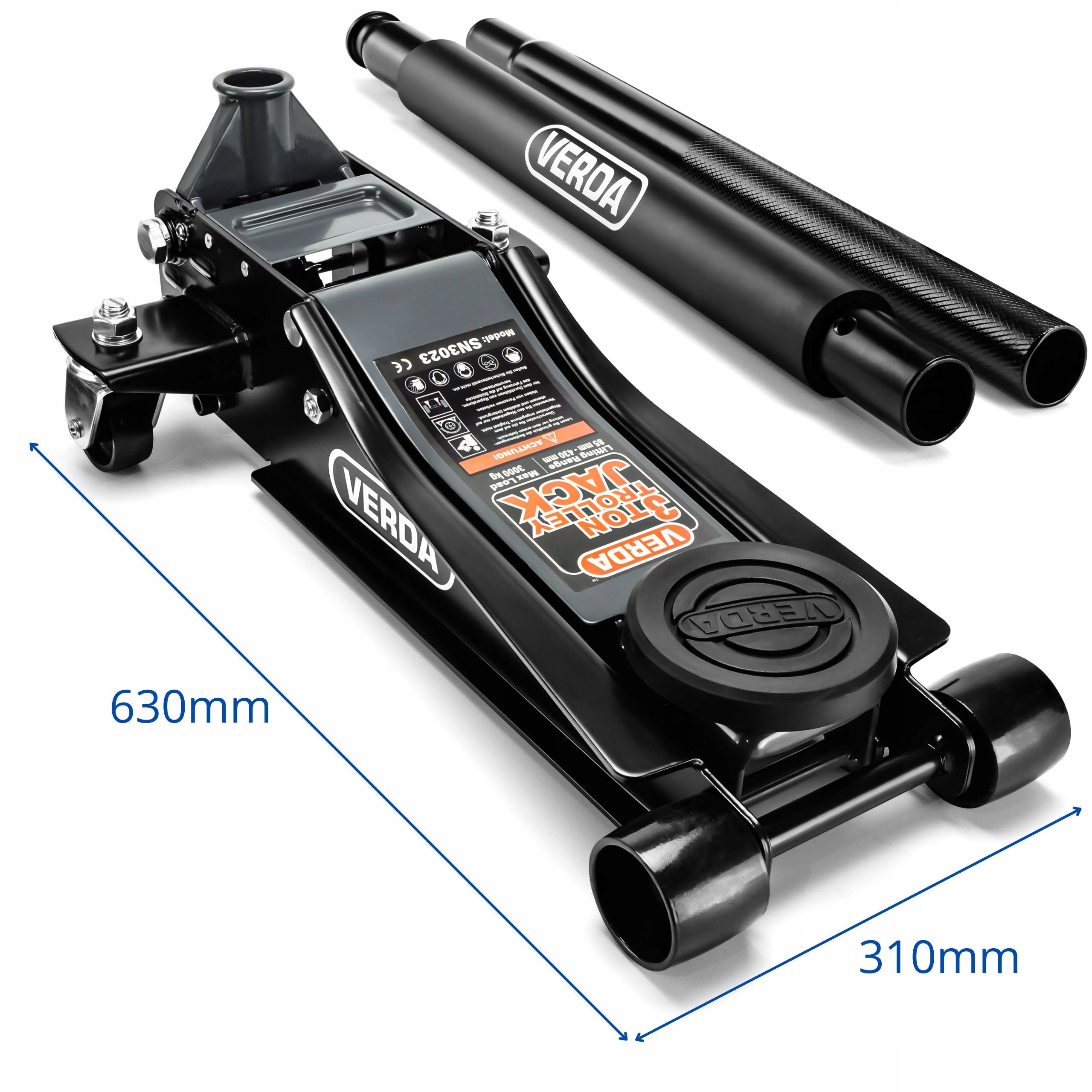 CAR LIFT low profile 3t hydraulic jack frog 2-PISTONS Brand Verda