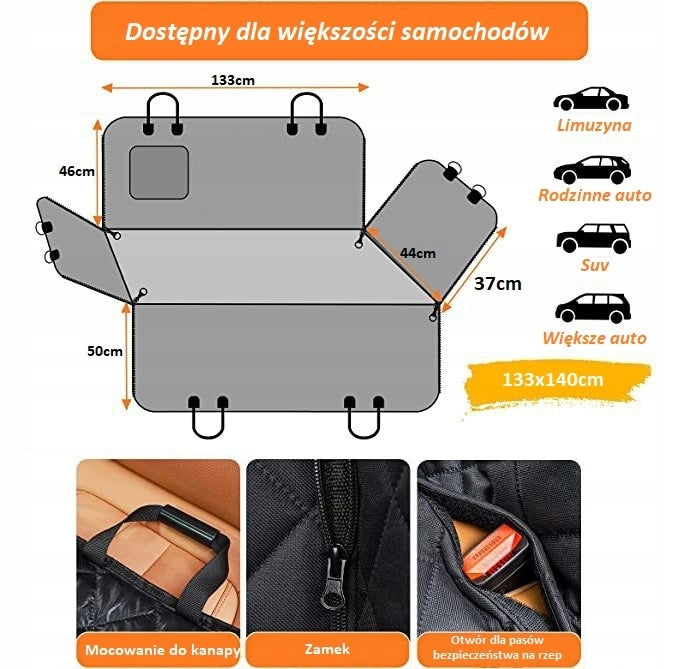 CAR MAT COVER SEAT PROTECTION FOR CAR 3in1 COUCH REAR CARS Size XL/XXL