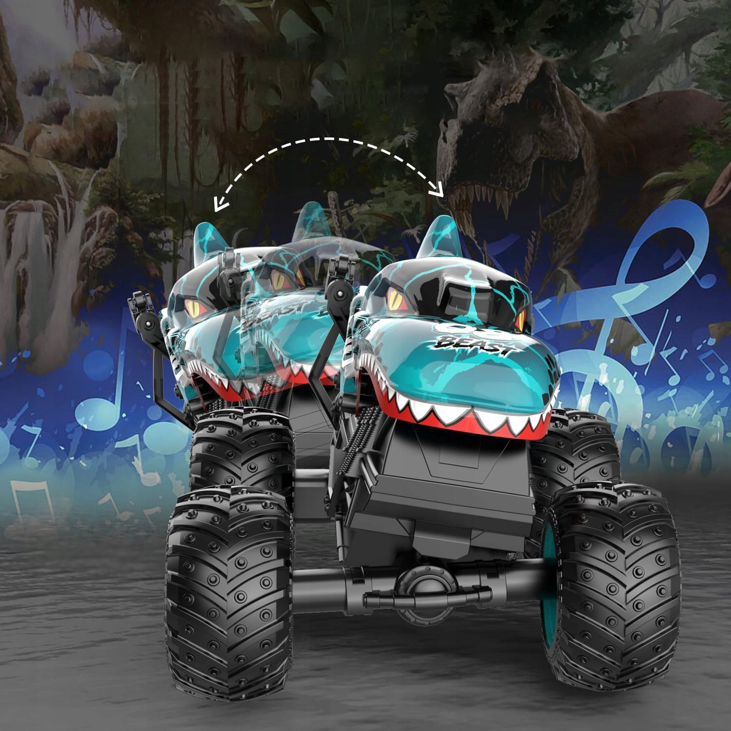 CAR MONSTER TRUCK REMOTE CONTROLLED DINOSAURS RC WITH LIGHT AND MUSIC Packaging status original